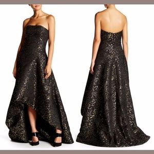 NWT Issue New York Strapless Jacquard Dress‎ Black/Gold [SZ large ]